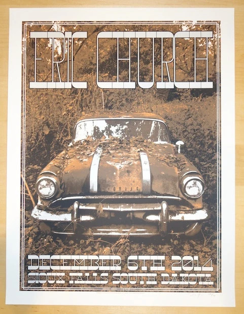 2014 Eric Church – Sioux Falls Silkscreen Concert Poster by Crosshair