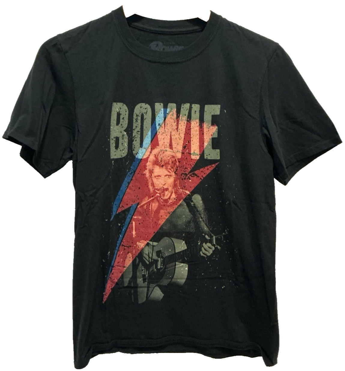 David Bowie Men Women T-Shirt Black Size Small Cotton Crew Neck Lightening Bolt