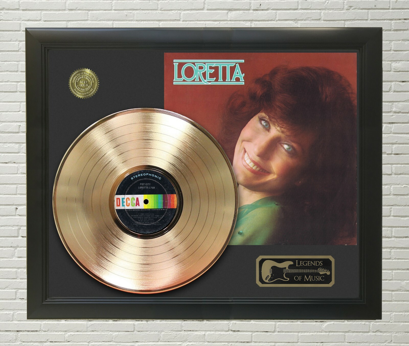 Loretta Lynn Framed Legends Of Country Music Gold LP Record Display