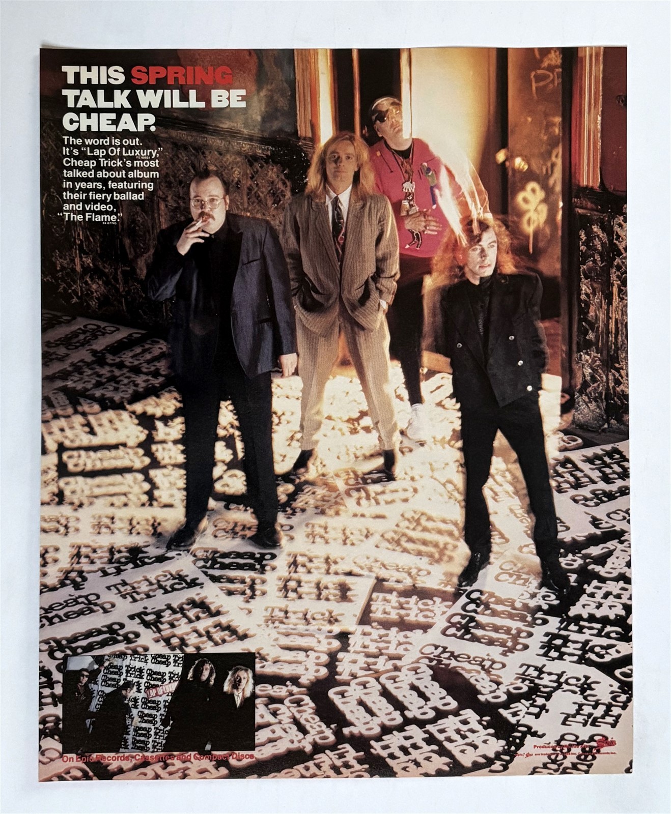Cheap Trick Lap of Luxury, The Flame 1988 Poster-Style Print Ad, Promo Advert