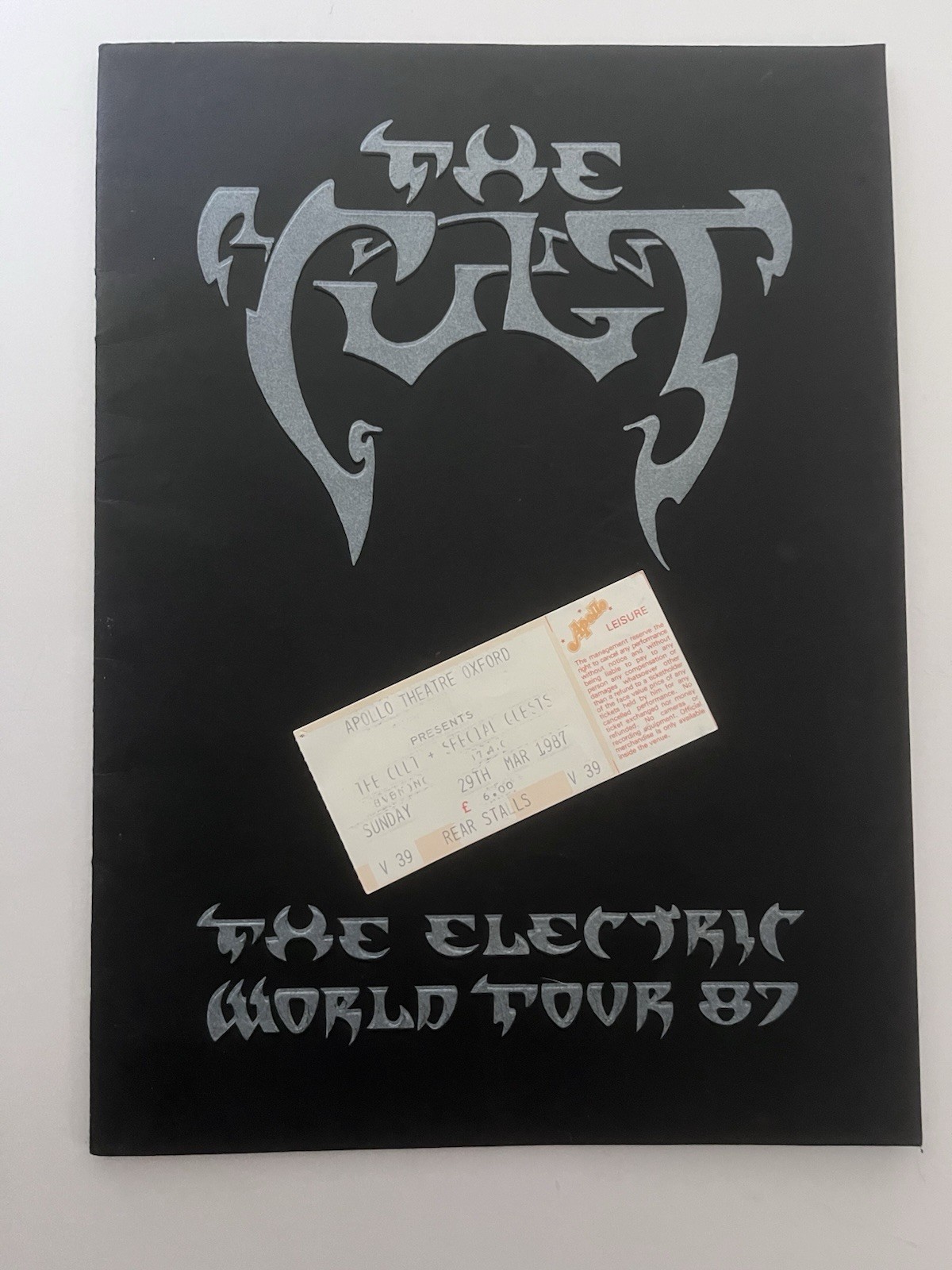 The Cult Electric Tour 1987 Program Ticket Stub Oxford UK