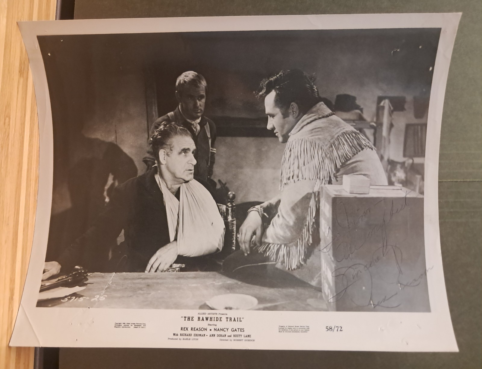 Rex Reason Signed 1958 Western Movie, Autograph Rawhide Trail This Island Earth