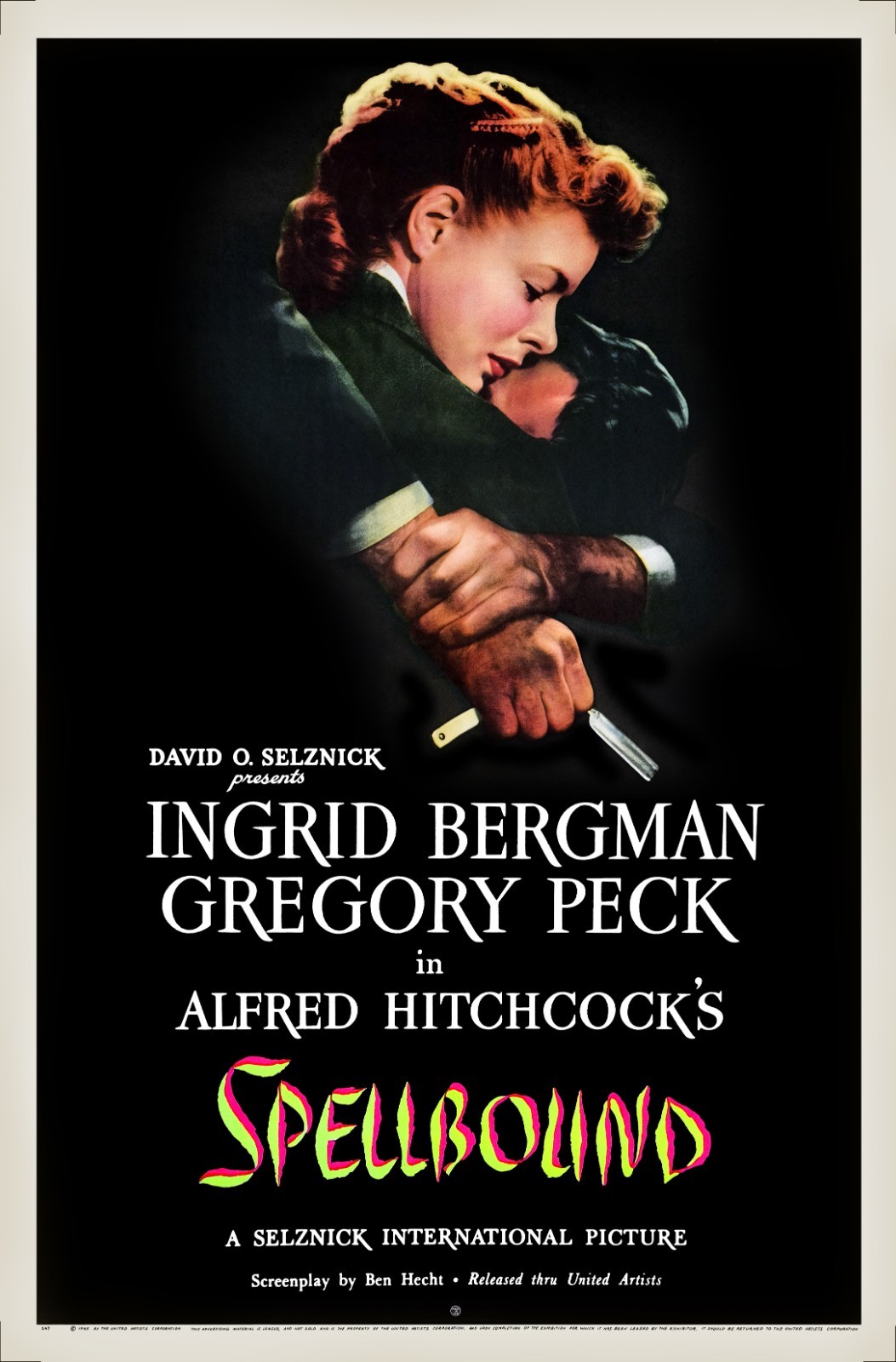 SPELLBOUND (1945) restored rare 27″x41″ classic Alfred Hitchcock movie poster!