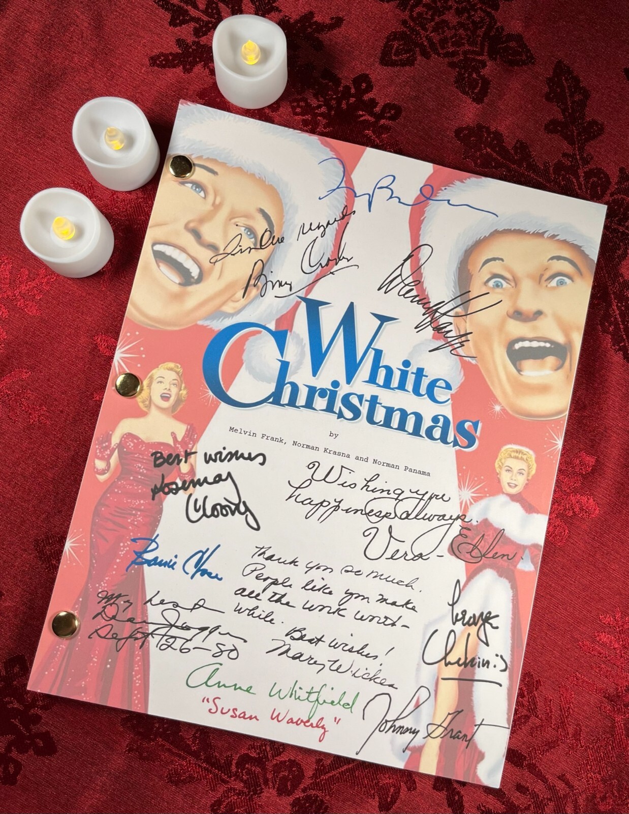 White Christmas Script Cast-Signed- Autograph Reprints- Bing Crosby
