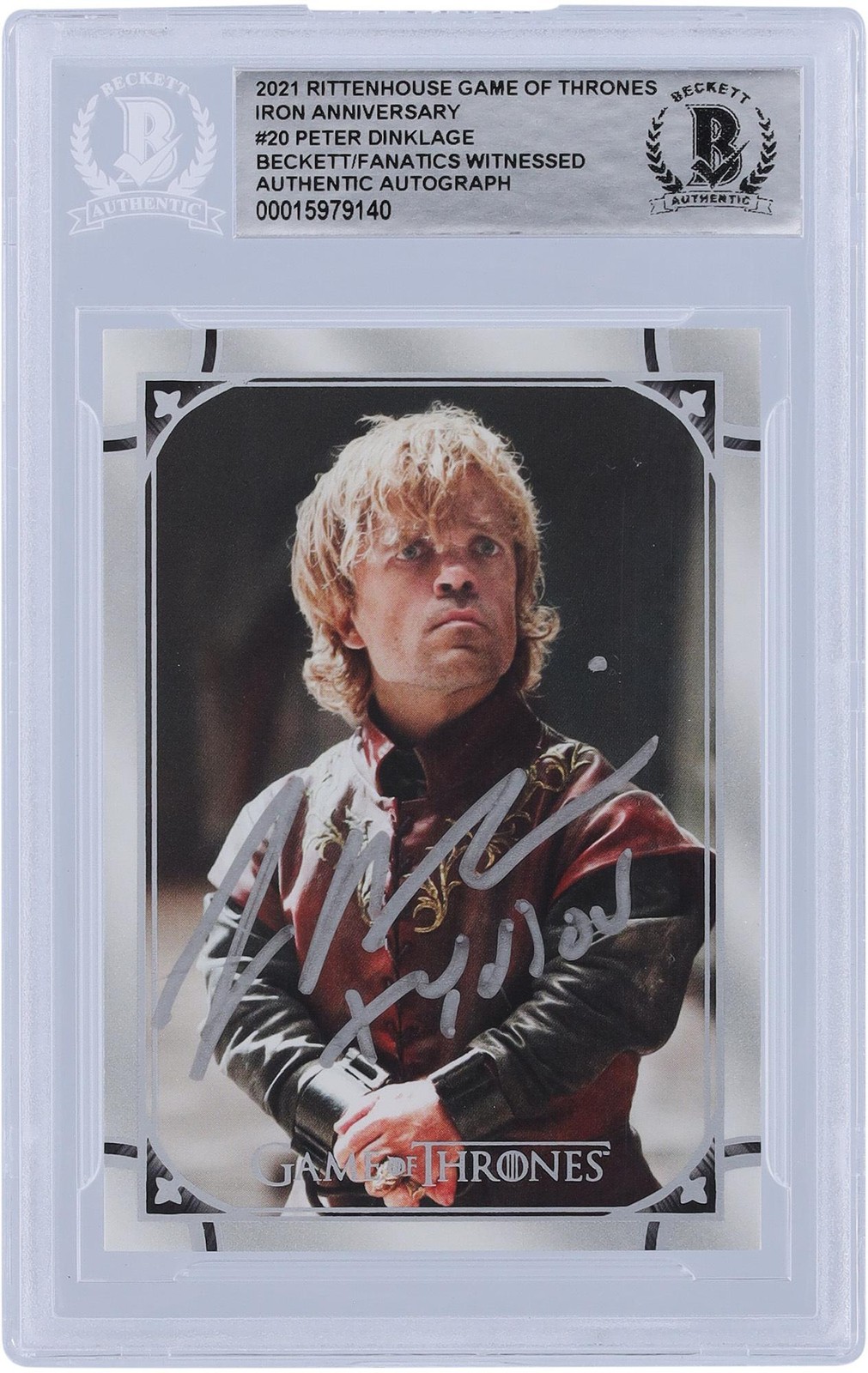 Peter Dinklage Signed 2021 Rittenhouse Game of Thrones Iron #20 BAS Card w/Insc