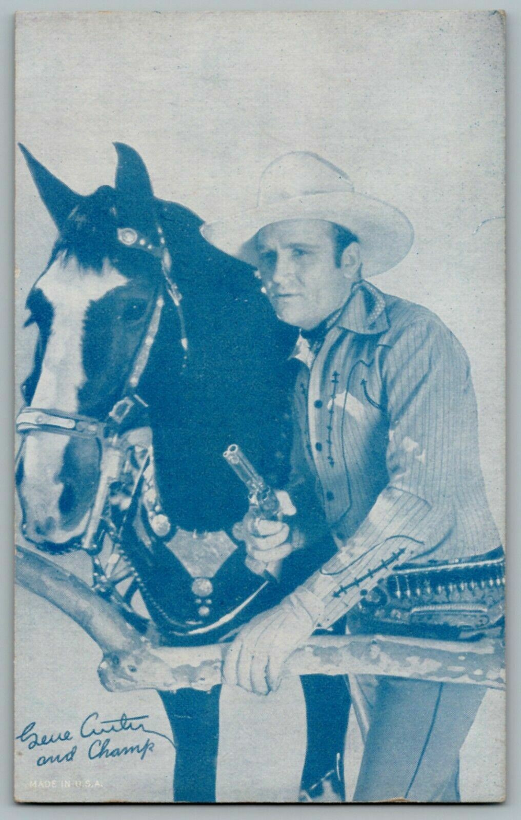 Gene Autry & Champ Cowboy Movie Star Arcade Card c1940’s A3