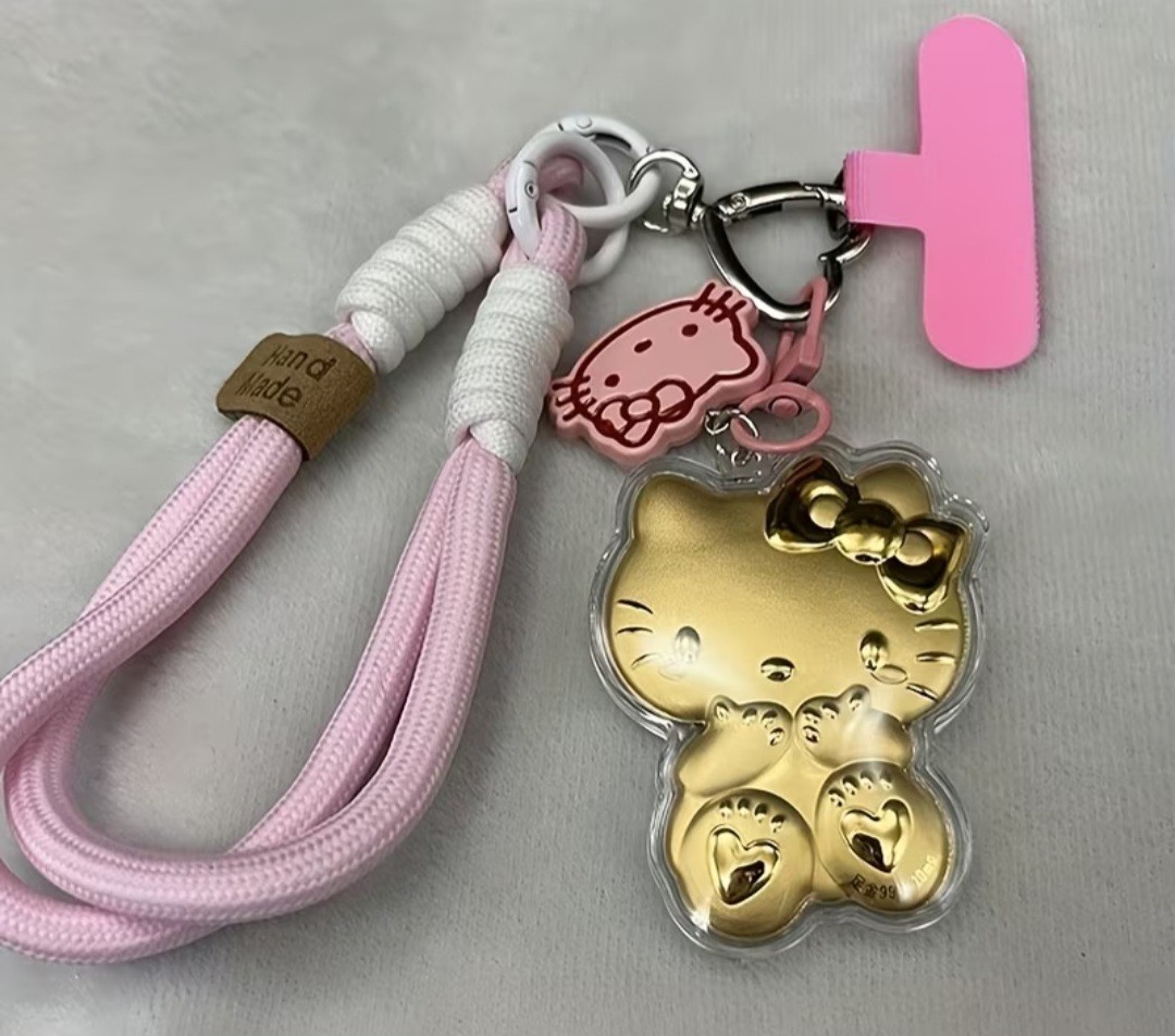 Hello Kitty Style 999 Gold 20mg Pure KT Cat Keychain Phone Strap Bag Pendant