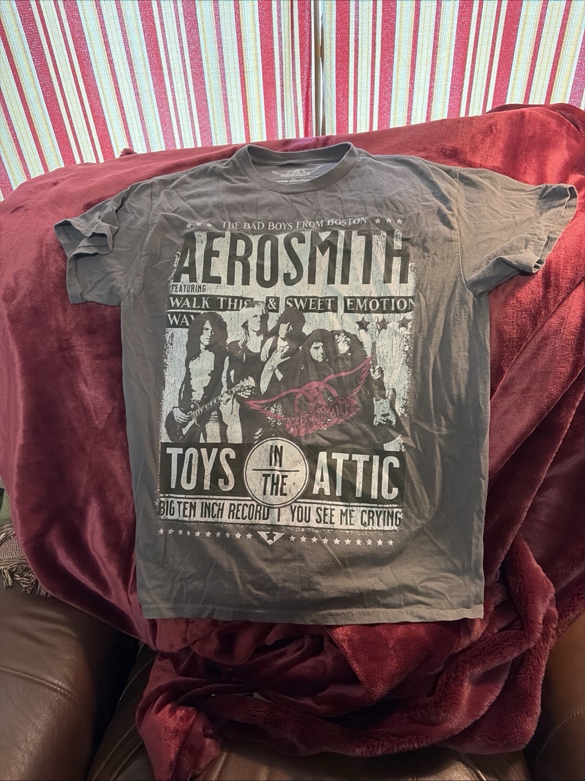 Vintage Aerosmith Graphic T-Shirt Gray Cotton Unisex Size S Toys in the Attic