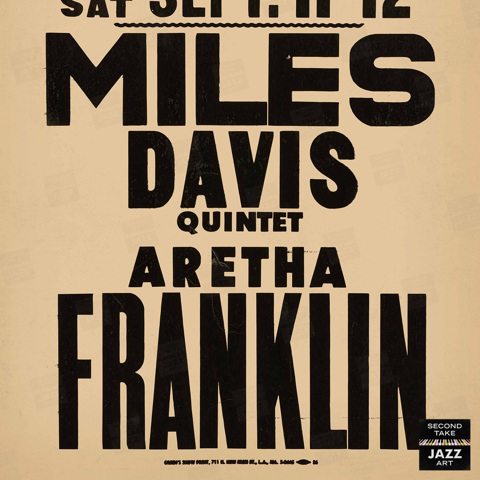 Miles Davis – Aretha Franklin jazz poster – Adams-West – Los Angeles – 1964