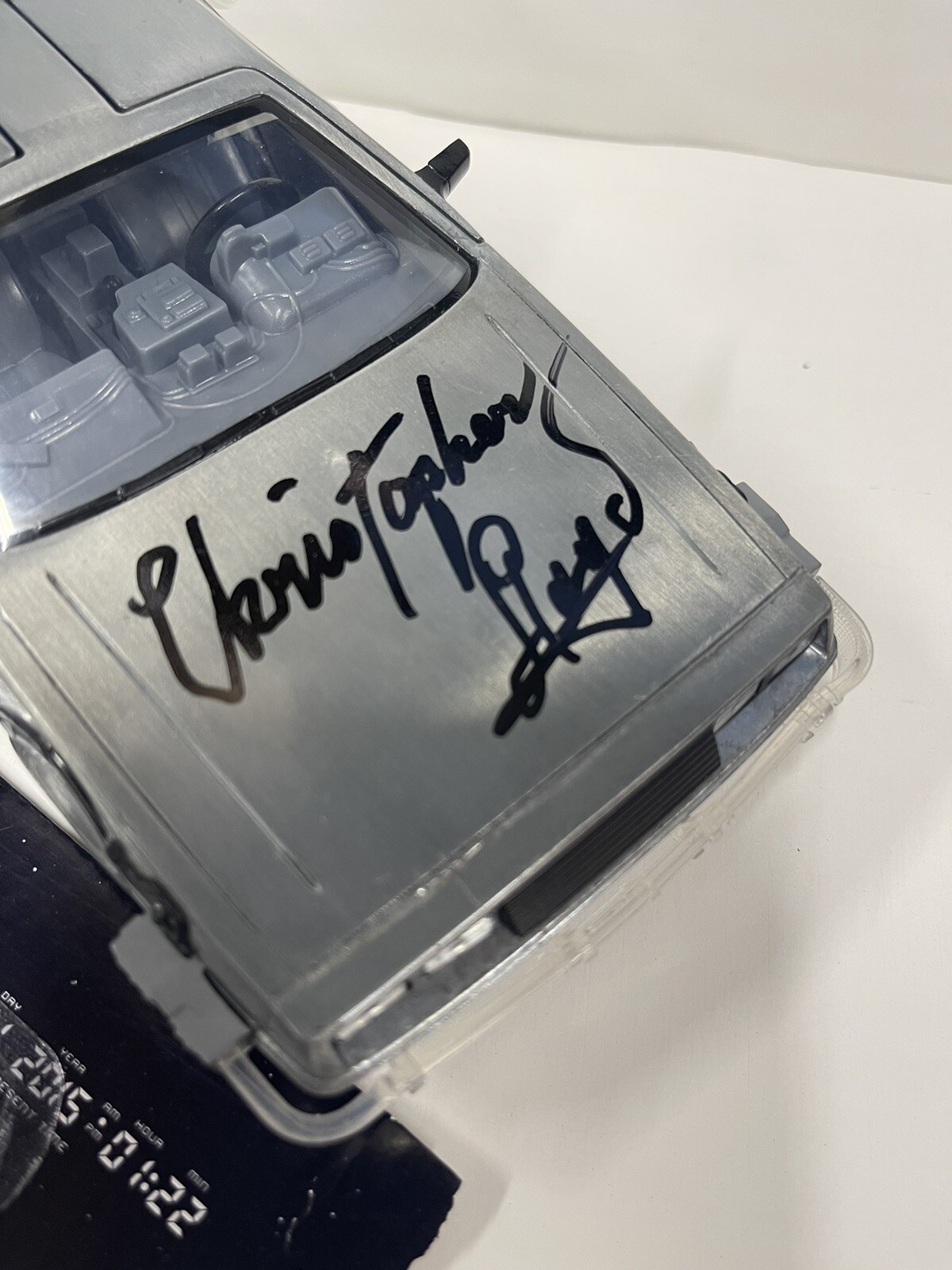 BACK TO THE FUTURE Signed CHRISTOPHER LLOYD 1:24 DELOREAN CAR DOC OFFICIALPIX -B