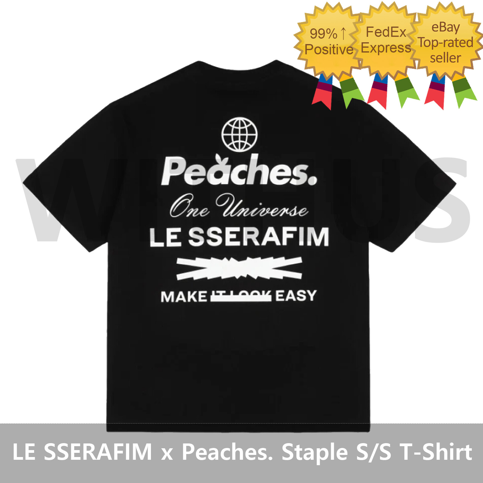LE SSERAFIM x Peaches. Staple S/S T-Shirt Black – M,L,XL Size