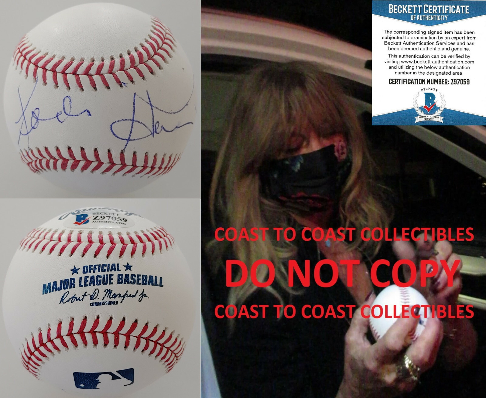 Goldie Hawn Overboard actress autographed MLB baseball COA exact proof Beckett