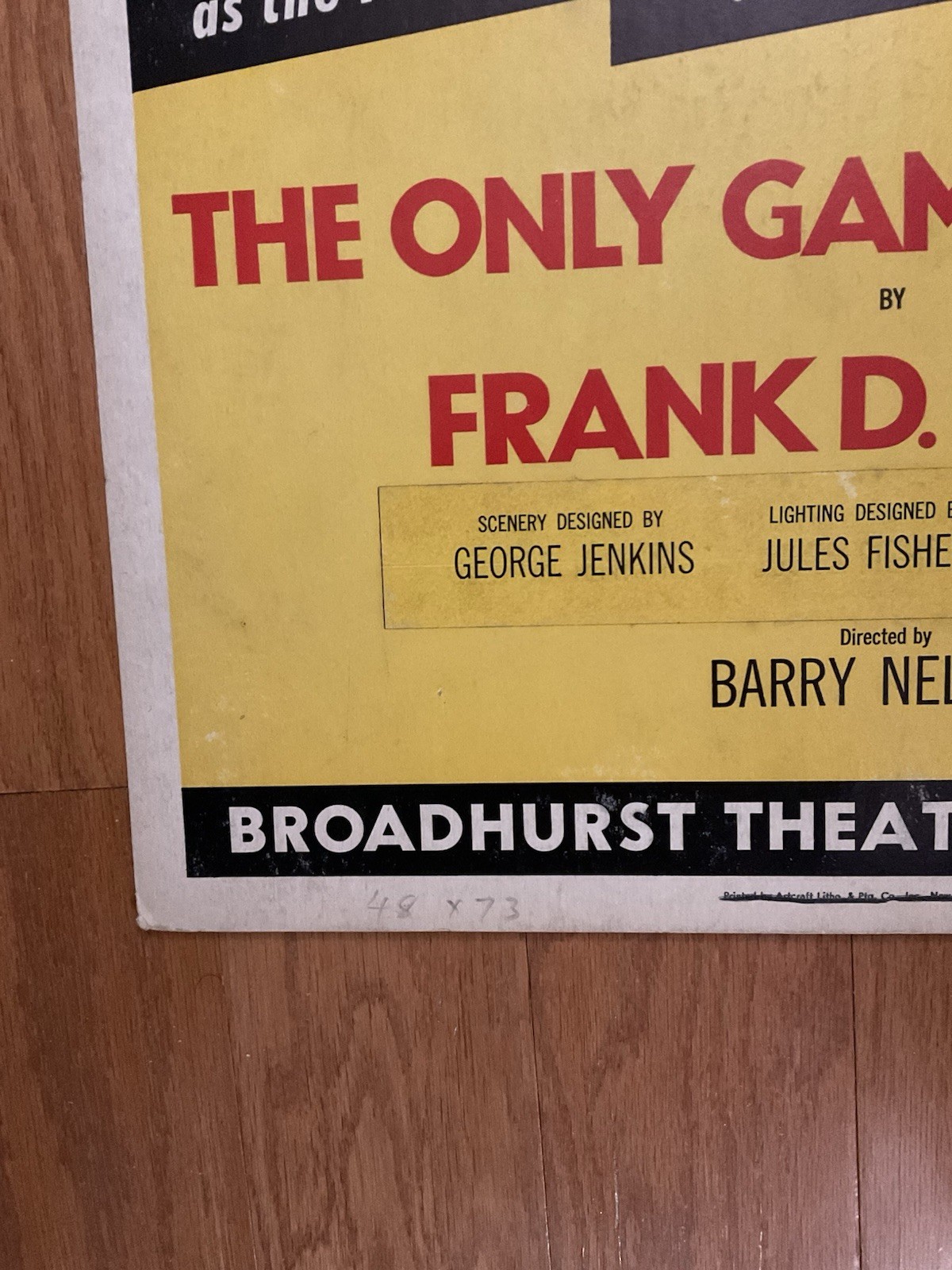 Rare Flop Window Card Poster Broadway Only Game In Town Tammy Grimes 14×22