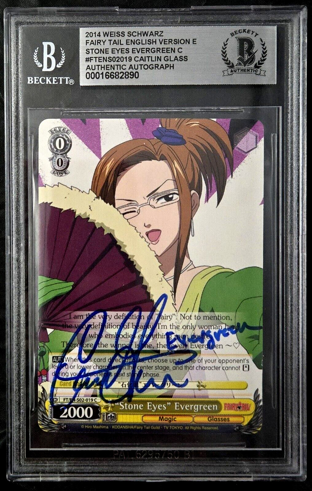 Caitlin Glass Signed Card Fairy Tail Evergreen Weiss Schwarz Slab Autograph COA