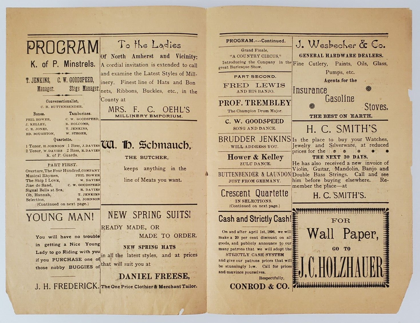 Vintage Theatre Material Uncle Tom Cabin Minstrels Various Old Items, 1891