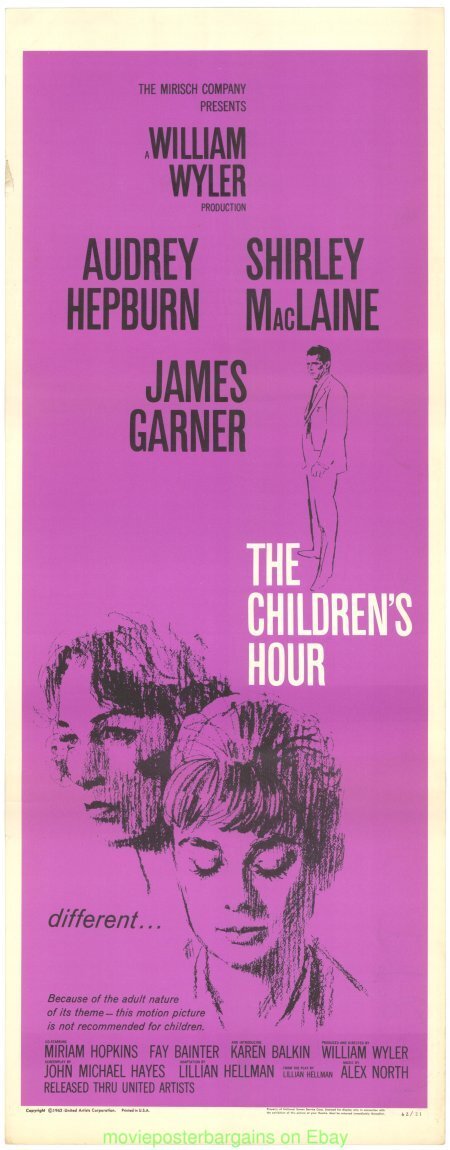 CHILDREN’S HOUR MOVIE POSTER Folded 14×36 Insert size AUDREY HEPBURN 1961