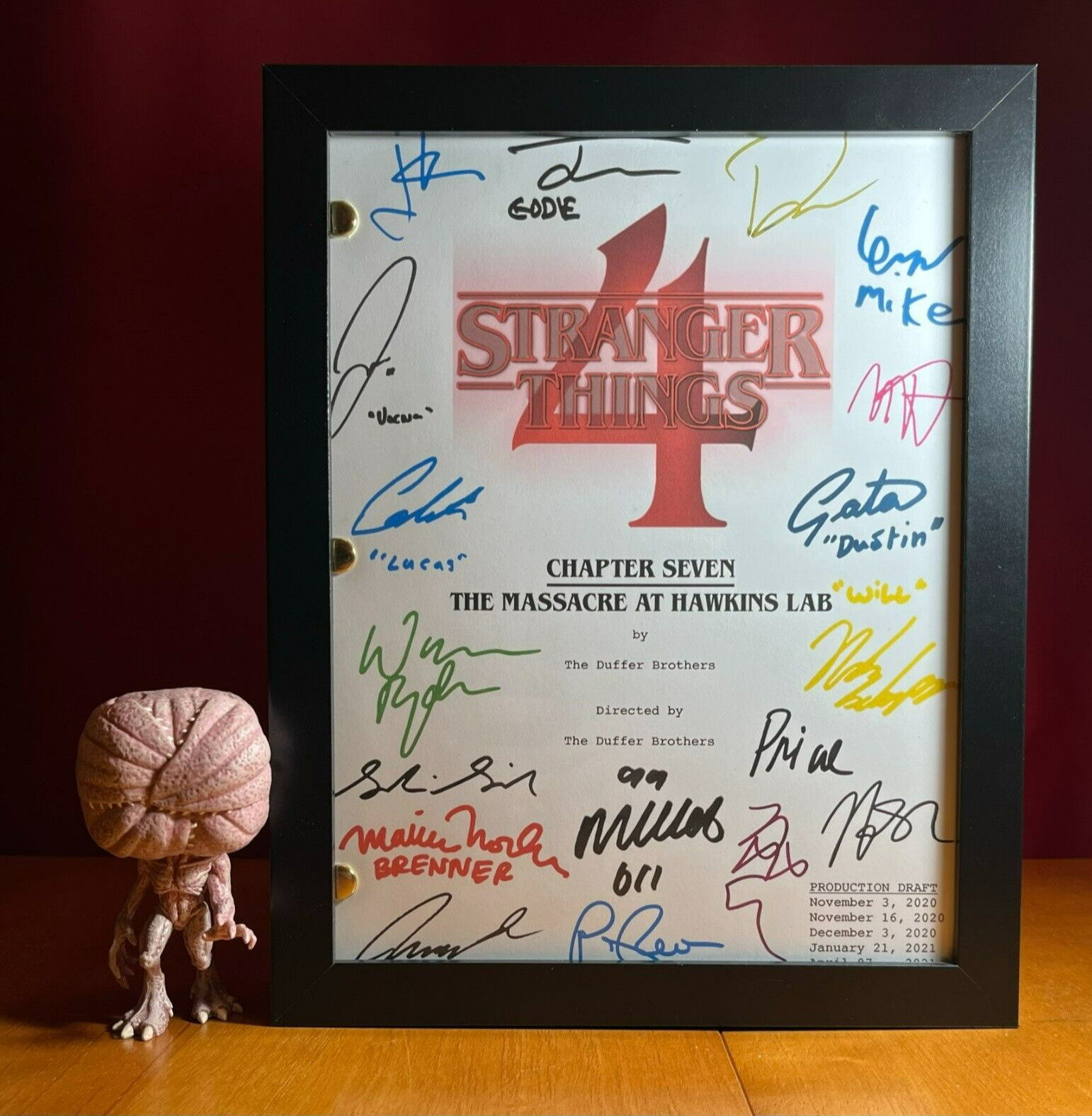 Stranger Things 4 Script Signed- Massacre At Hawkins Lab- Autograph Reprints