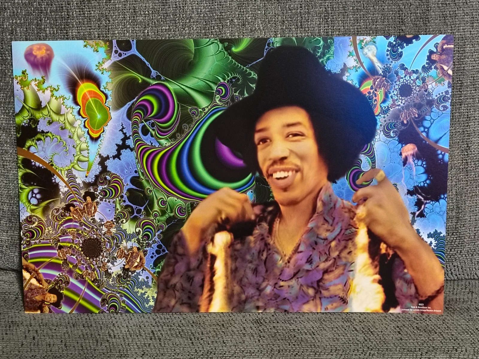 Jimi Hendrix Vibrant Poster Floating Through Universe 17″x11″ Unframed New
