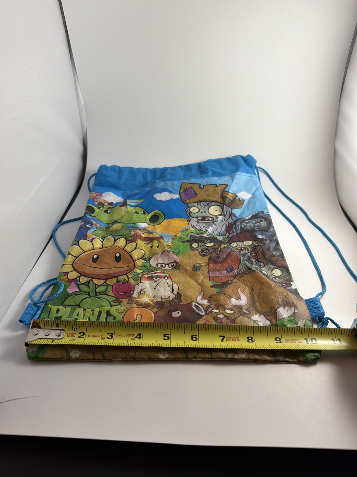 Plants vs Zombies 2 String Tote Bag Lite Weight Carry Blue