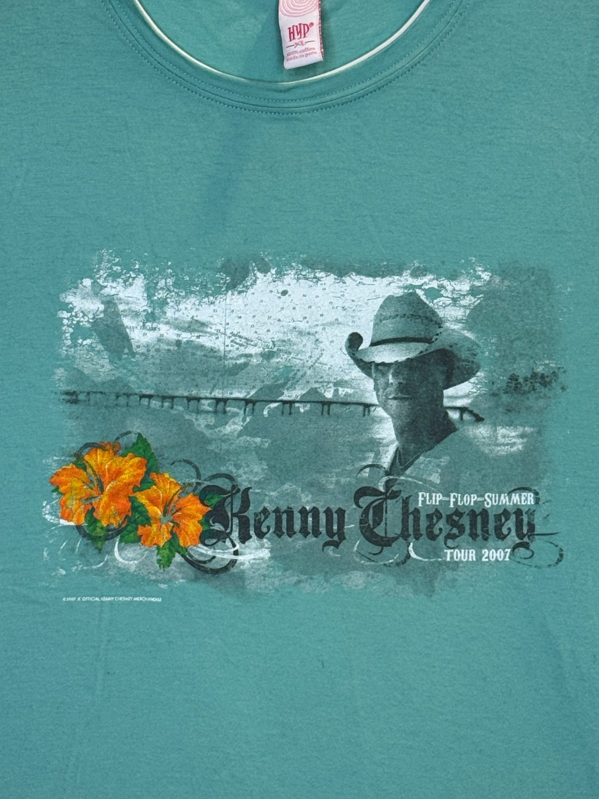 Kenny Chesney T Shirt Adult XL 2007 Blue Women’s Flip Flop Summer Teal Hyp