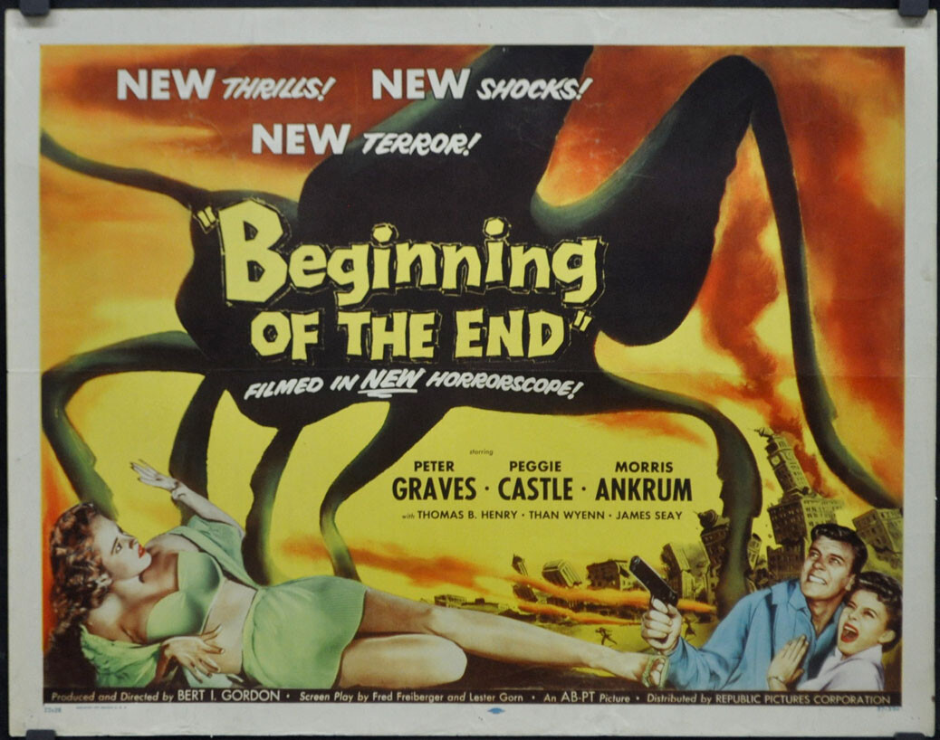 Beginning Of The End 1957 ORIGINAL 22X28 MOVIE POSTER PETER GRAVES PEGGIE CASTLE