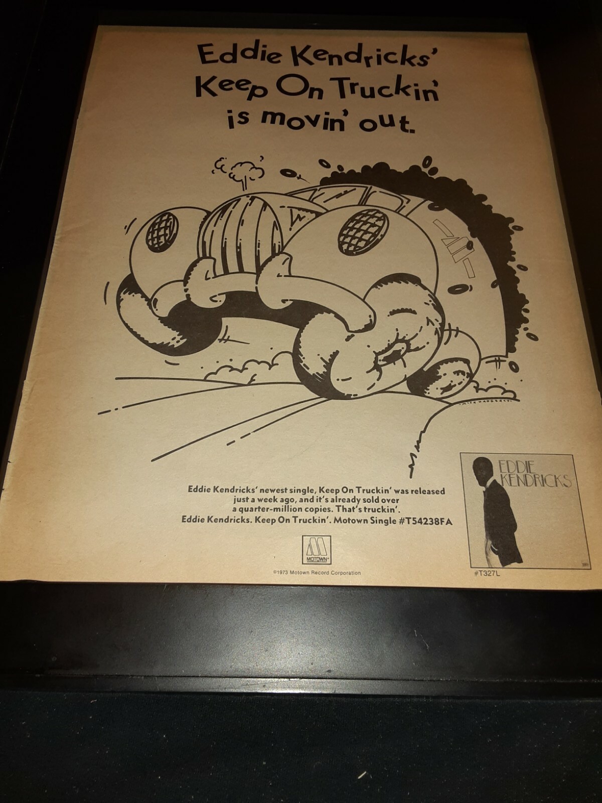 Eddie Kendricks Keep On Truckin’ Rare Original Promo Poster Ad Framed!