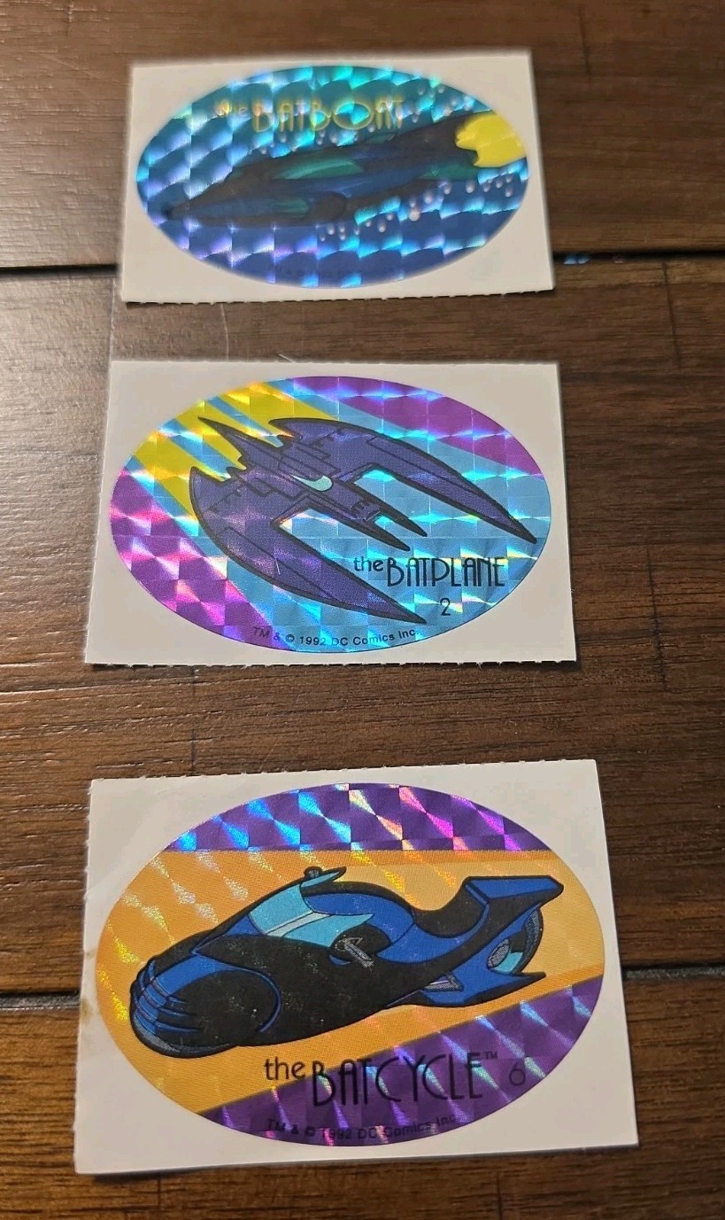 Rare 1993 Batman The Animated Series Holographic Figures Vehicles 12 Stickers