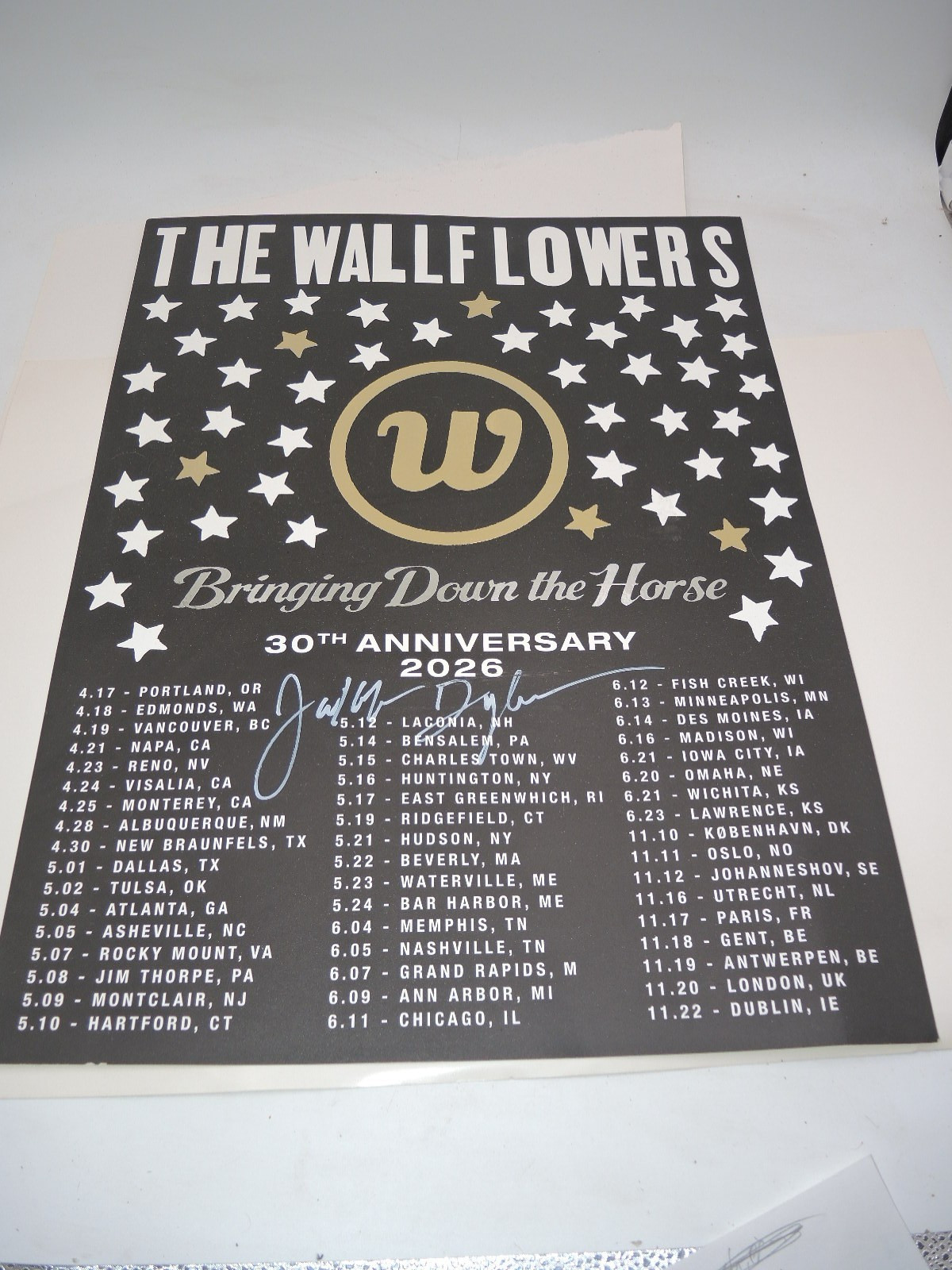 The Wallflowers autographed FOIL concert poster 2026 Jakob Dylan