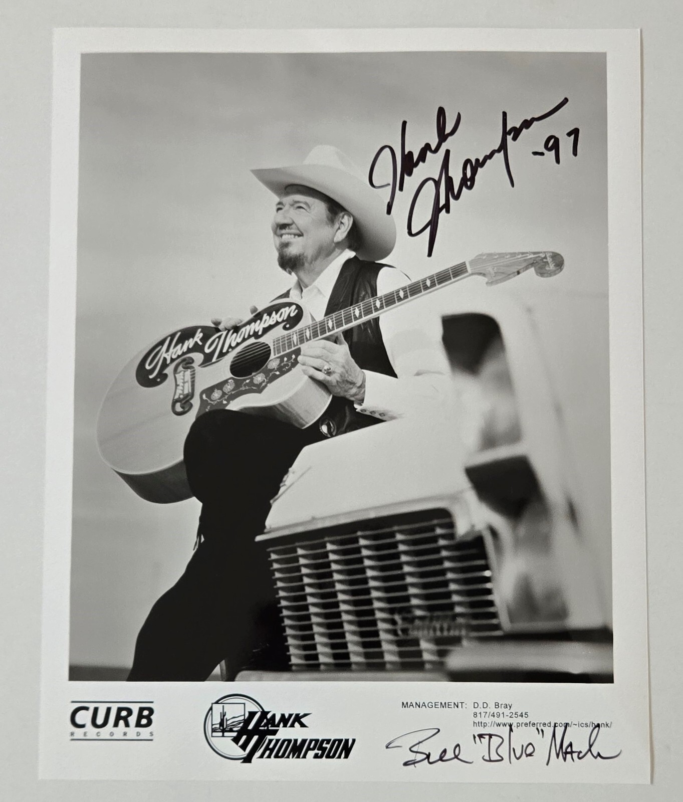 HANK THOMPSON & BILL BLUE MACK Autographed Signed Promo Photo 1997 Country