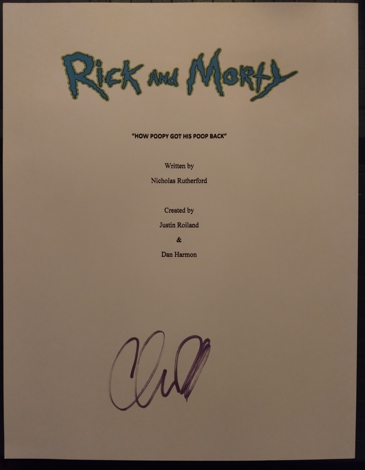 Chris Parnell – Rick And Morty – Signed Script