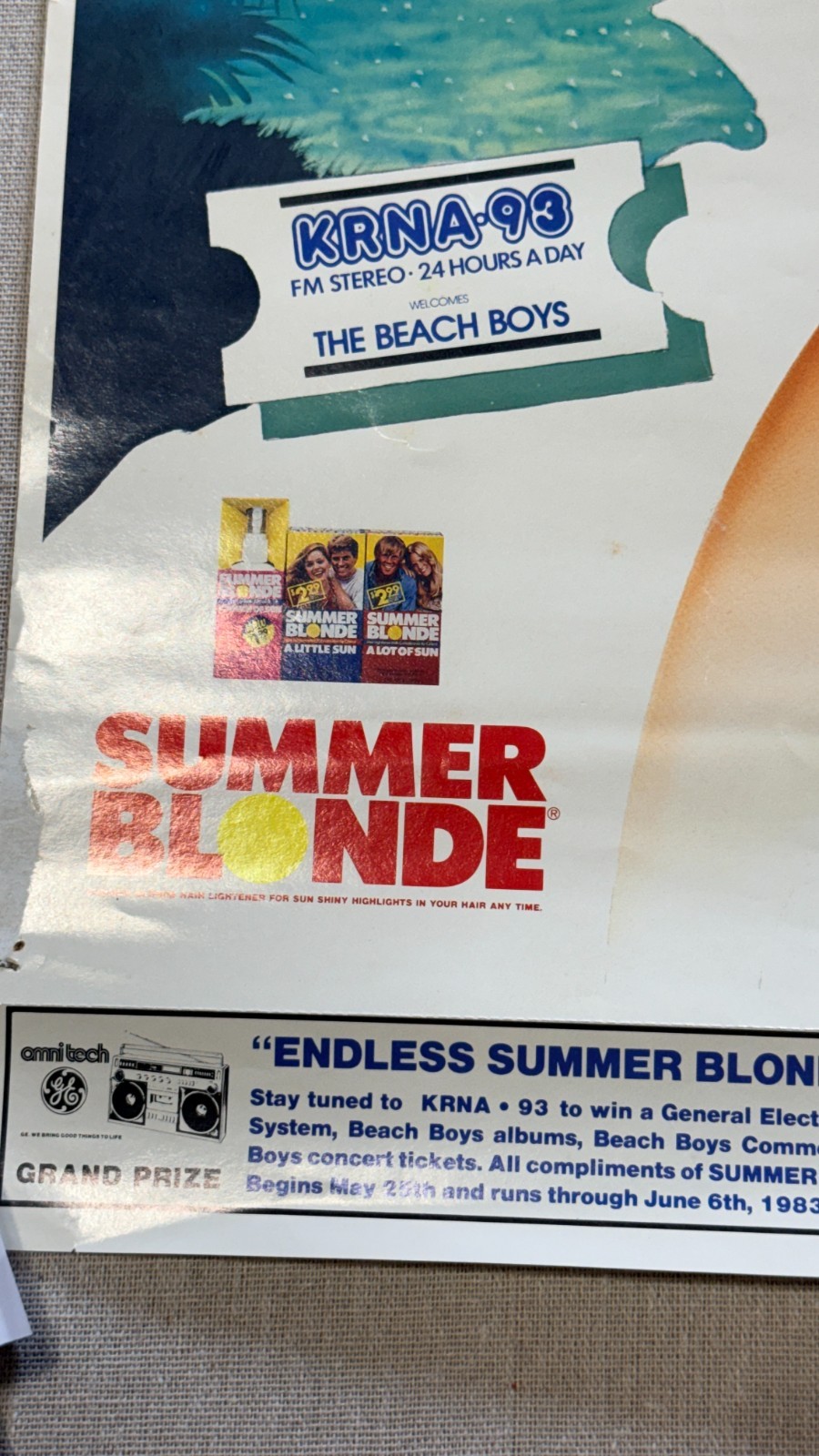 1983 Beach Boys Live Concert Poster KRNA Cedar Rapids Iowa Summer Blonde