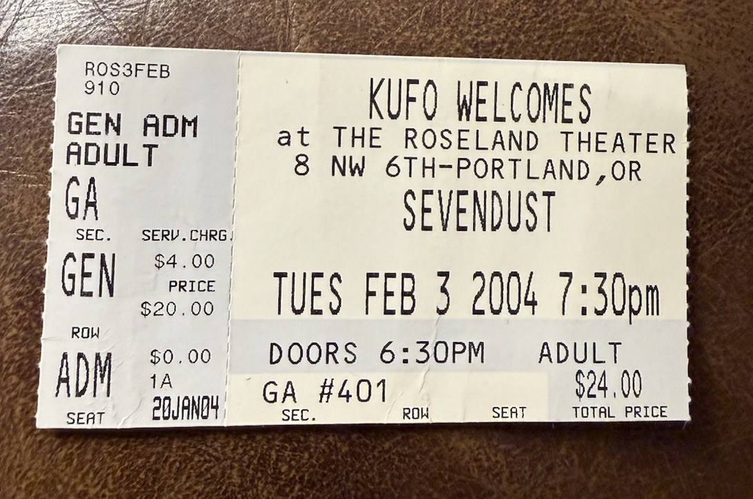 SEVENDUST/ILL NINO RARE CONCERT TICKET STUB PORTLAND, OR 02/03/2004