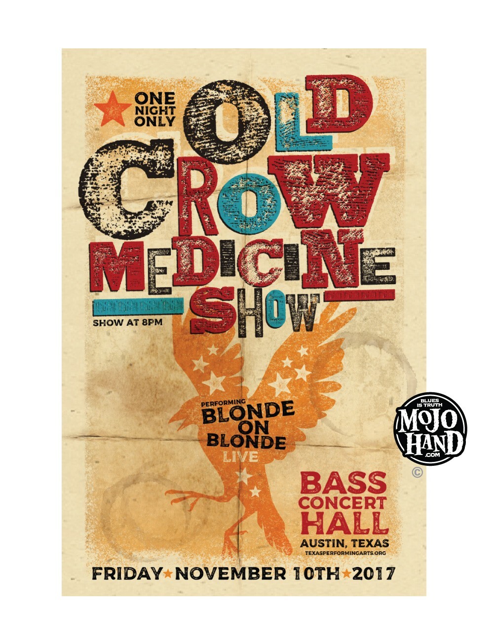 Old Crow Medicine Show concert poster – 2017 – Bass Concert hall, Texas