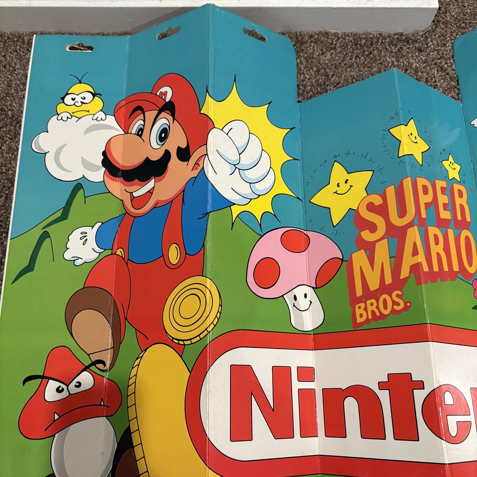 Vintage Super Mario Bros Rare Car Auto Sun Shade 1989 Folded Gamer Collectable