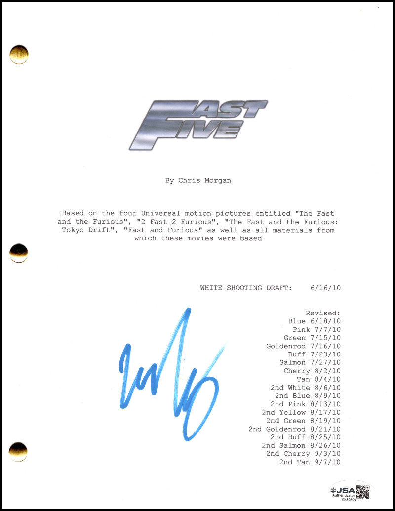 Michelle Rodriguez Signed Autograph Fast Five Script – Letty Ortiz w/ JSA COA