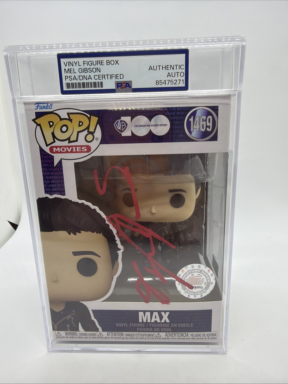 Mel Gibson Signed Funko Pop #1469 “Mad Max” (Red Ink) – Incapsulated PSA/DNA