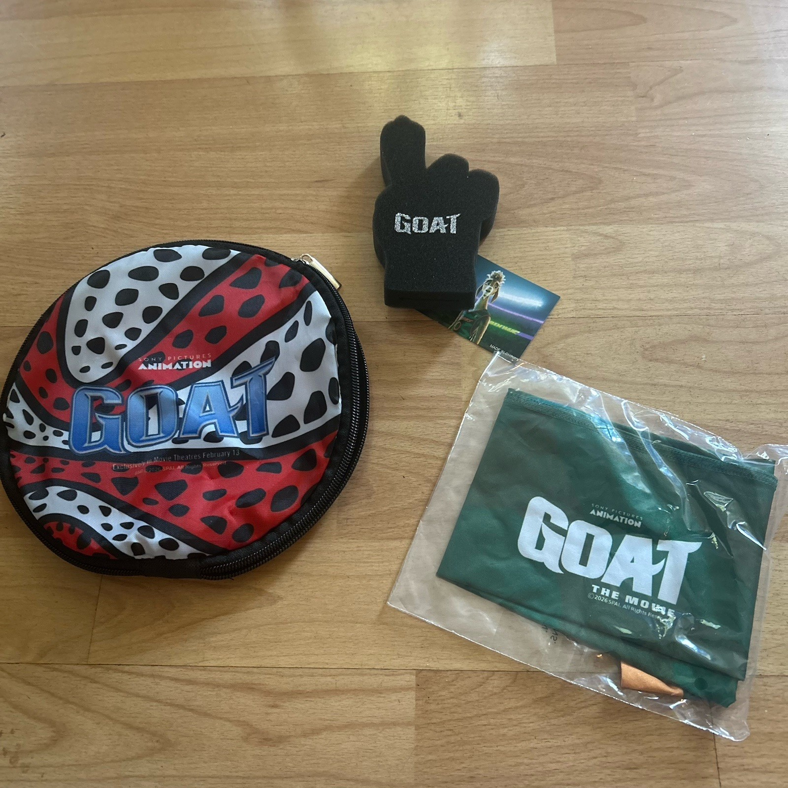 GOAT The Movie Sony Pictures Promo Zipper Pouch, Foam Hand, Green Arm Sleeve AMC