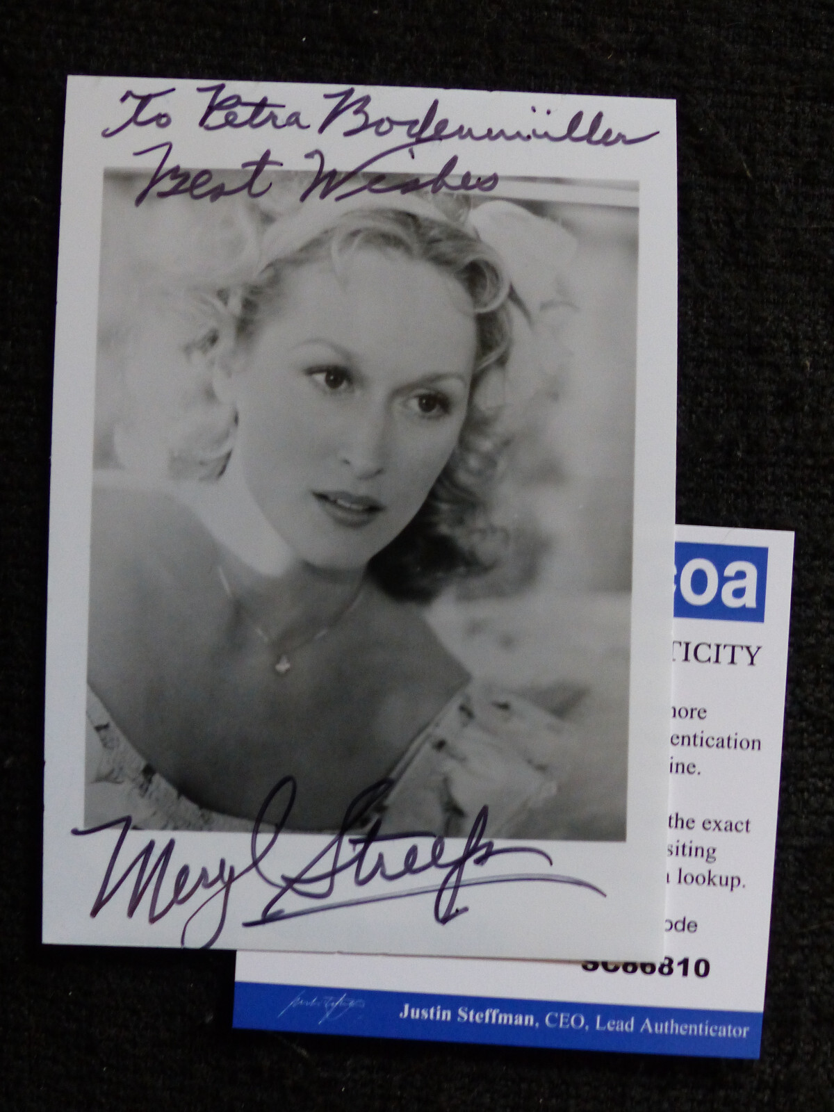 MERYL STREEP signed autograph 3.6×5 Autographed Photo ACOA COA