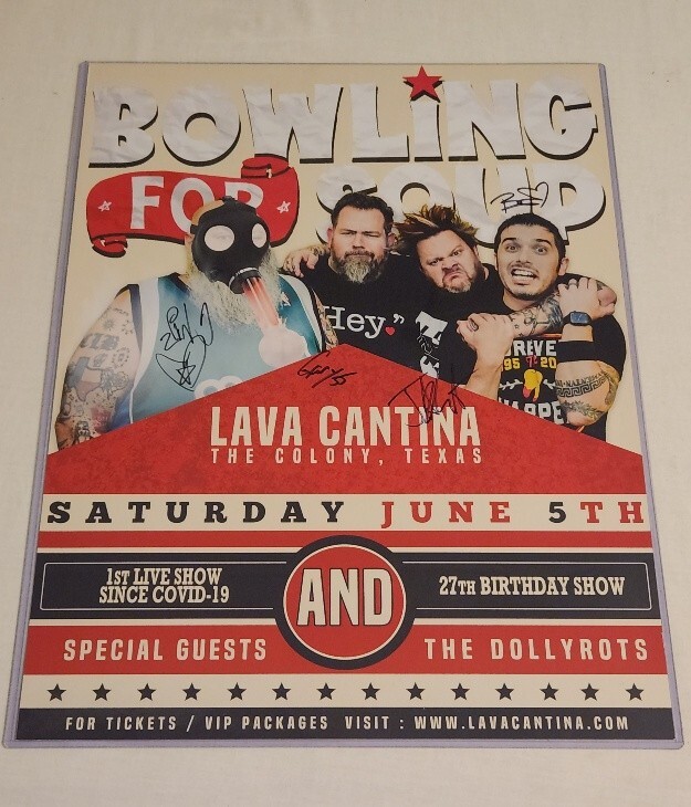 Bowling For Soup Autographed 18×24 The Colony 6-5-21 Concert Poster