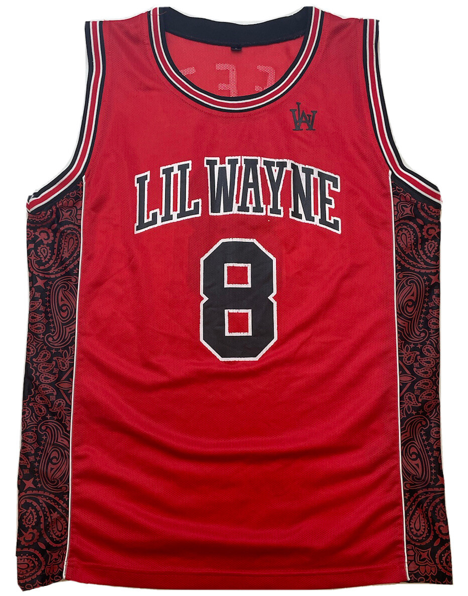 Vintage Lil Wayne Basketball Jersey Red Black Paisley Mens XL Weezy 90s Hip Hop