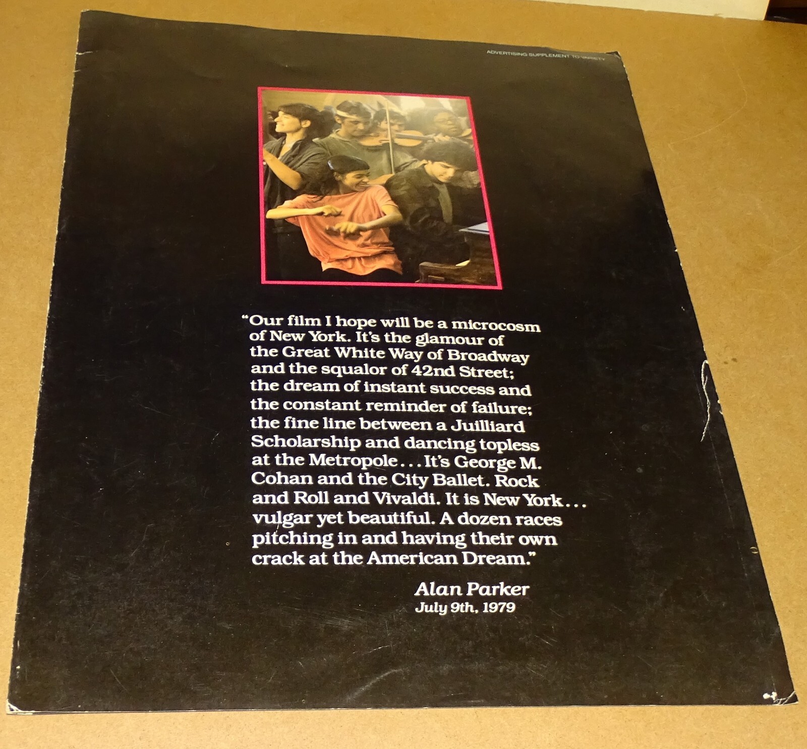 1980 MGM “Fame” Movie Promotional Folder (11×15″) supplement to Variety