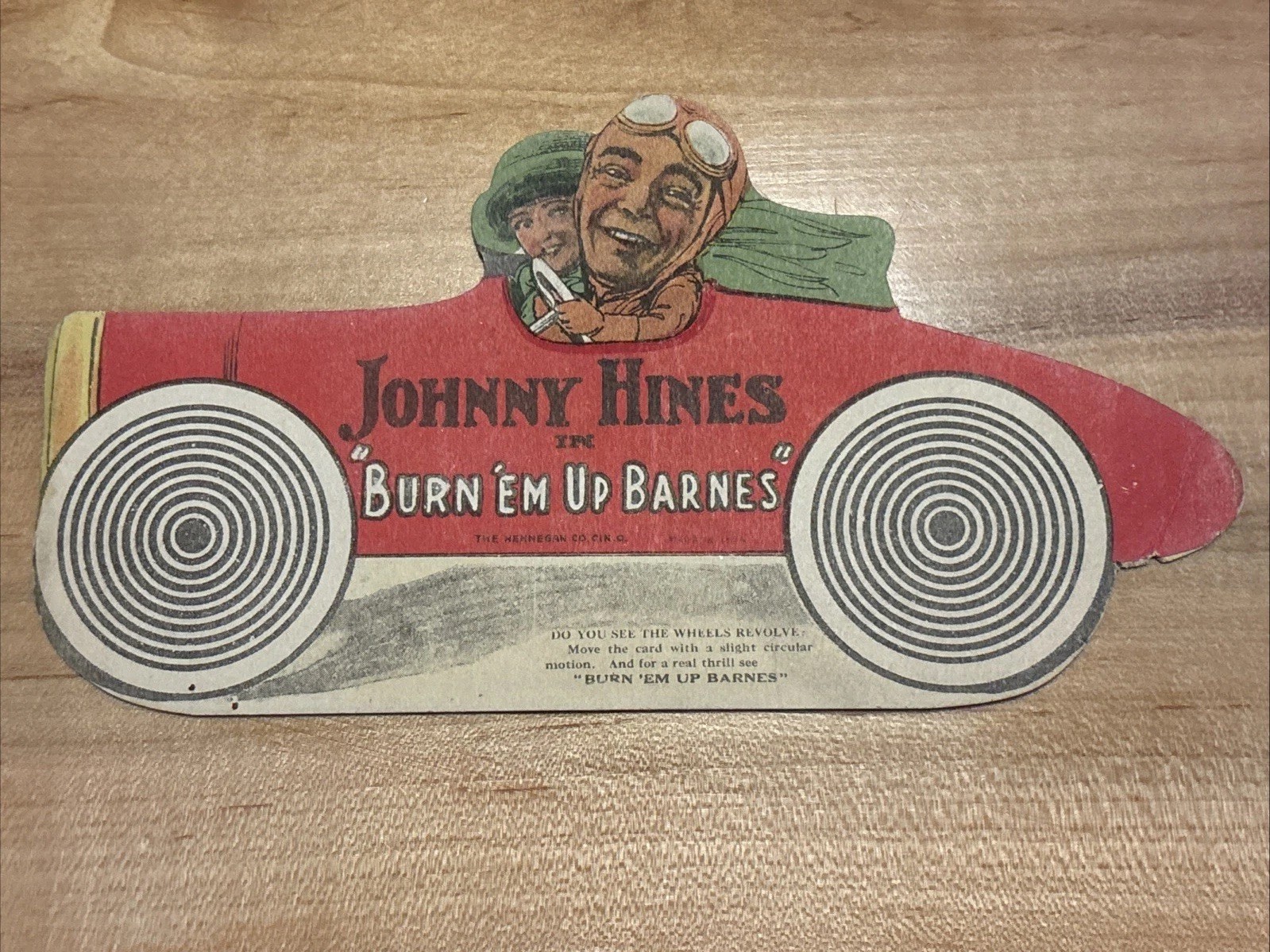 1921 Johnny Hines Burn Em Up Barnes PROMO Novelty Card RARE Silent Movie