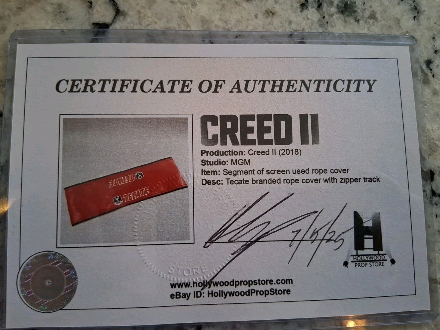 Dolph Lundgren Authenticated Rope Cover During Shooting Of Creed 2 – W/ 2-COA’s