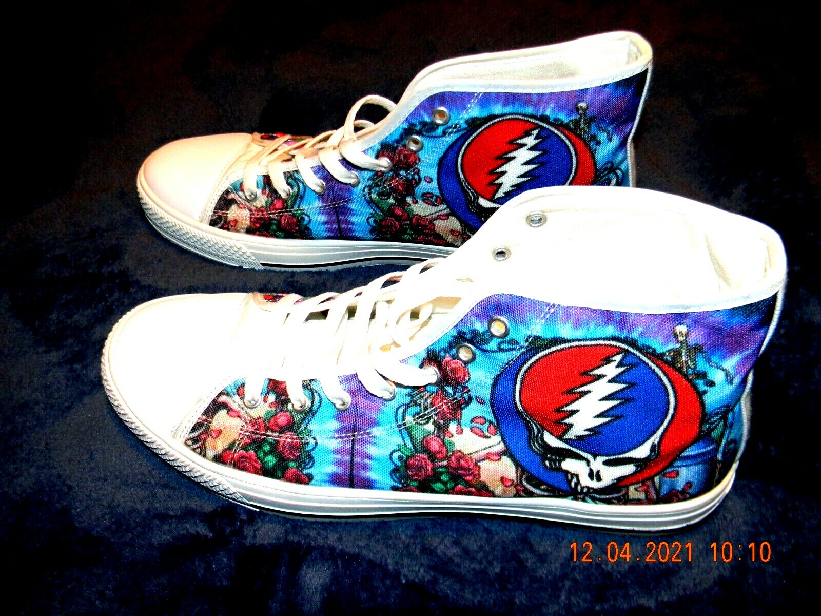 GRATEFUL DEAD Marching Bears & Skull Multi-Color Hi Top Canvas Sneakers, SIZE:11