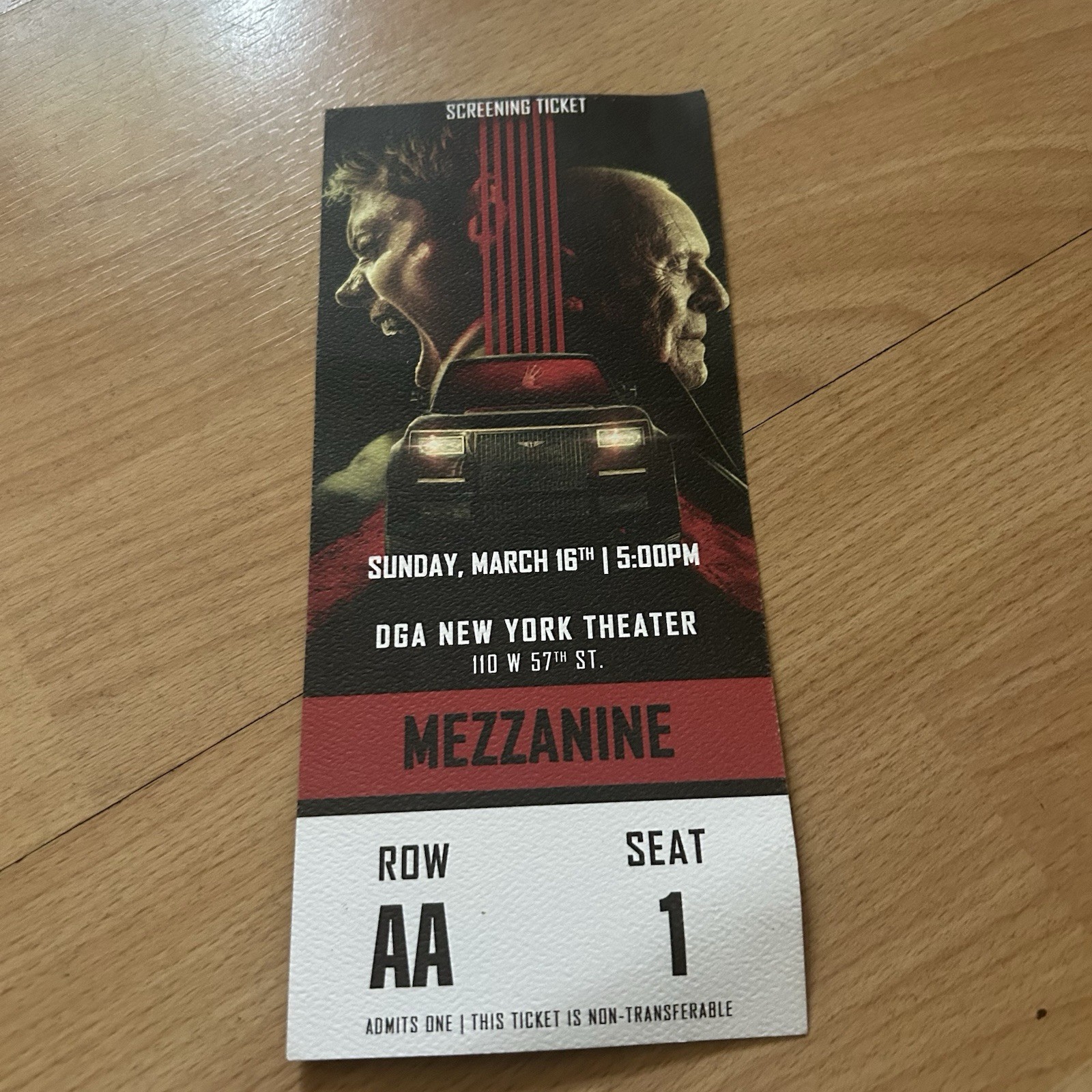 Locked Collectable Pass Ticket From NYC Red Carpet Premiere