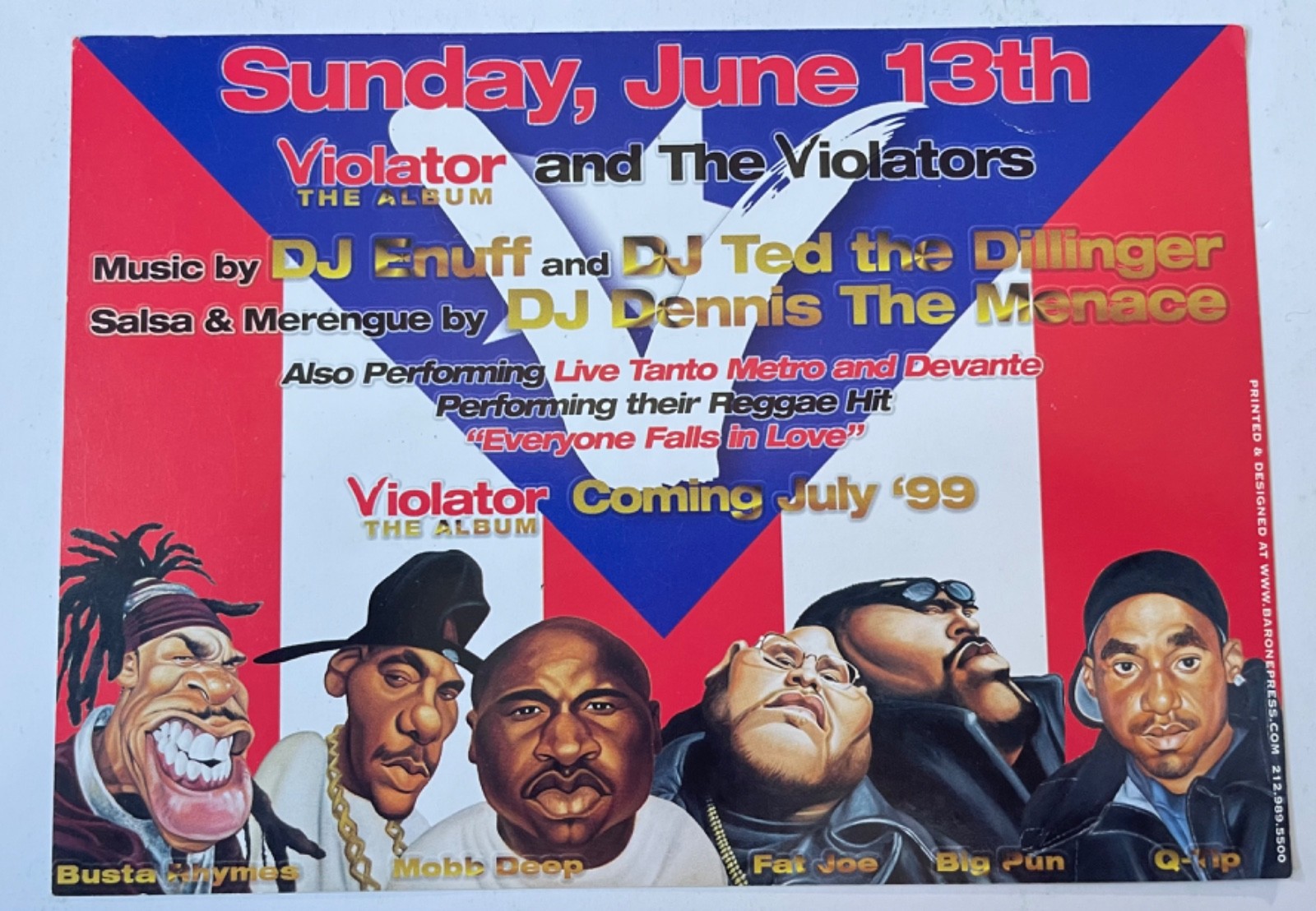 FAT JOE , Q-TIP, BUSTA HIP-HOP FLYER 1999 from SOUND FACTORY