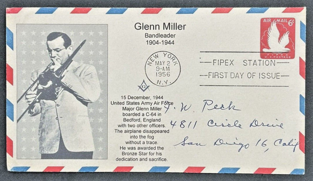 U.S. 1956 Glen Miller Commemorative First Day Of Issue Cover 6c Airmail