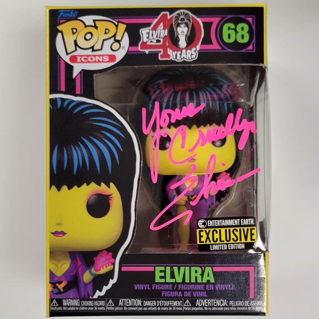 Elvira signed “Yours Cruelly” Black Light Funko Pop autograph P ~ BAS Holo
