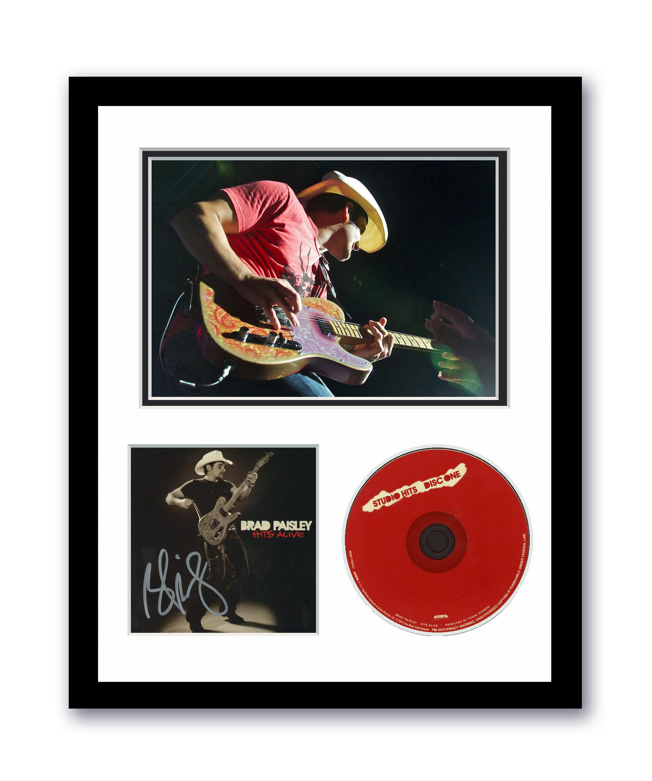 Brad Paisley Autographed Signed 11×14 Custom Framed CD Photo Hits Alive ACOA