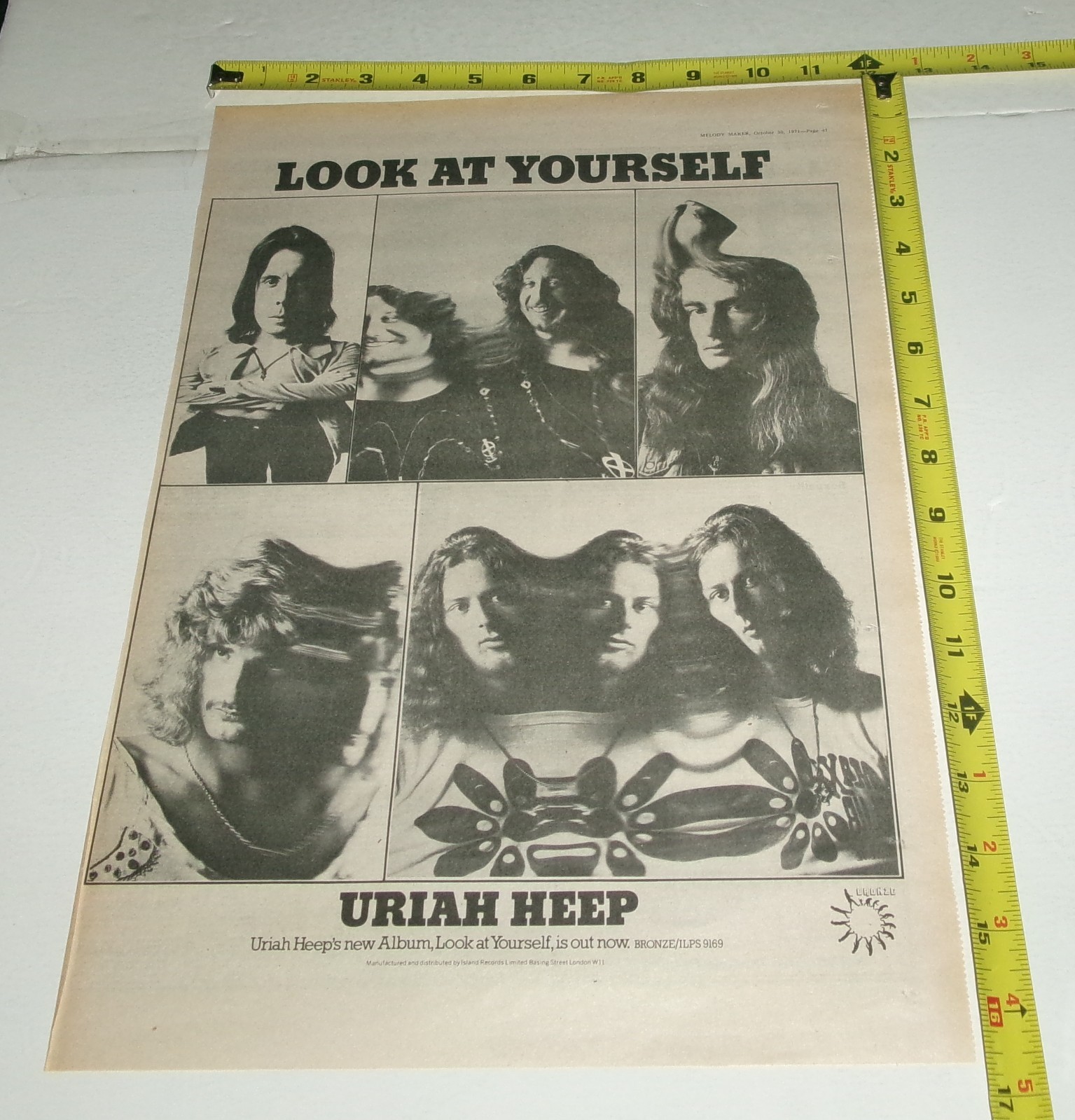 URIAH HEEP Vintage Original AD Advert Album 1971 Look at Yourself Prog Rock #3